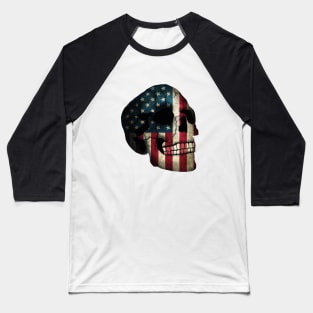 American Flag Skull Baseball T-Shirt